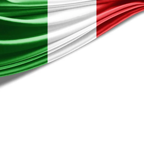 Vlag Van Italië Met Kopie Ruimte Voor Tekst Witte Achtergrond — Stockfoto