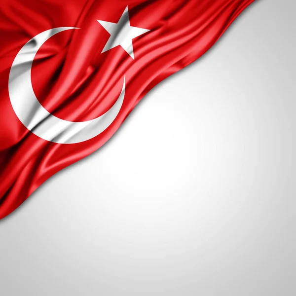 Másol Szöveg Fehér Háttér Ábrán Hely Törökország Zászlaja — Stock Fotó