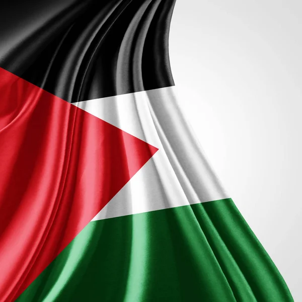 Σημαία Της Παλαιστίνης Αντίγραφο Χώρο Για Κείμενο Λευκό Φόντο Απεικόνιση — Φωτογραφία Αρχείου
