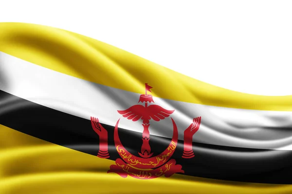 Flagge Von Brunei Mit Kopierplatz Für Ihren Text Auf Weißem — Stockfoto