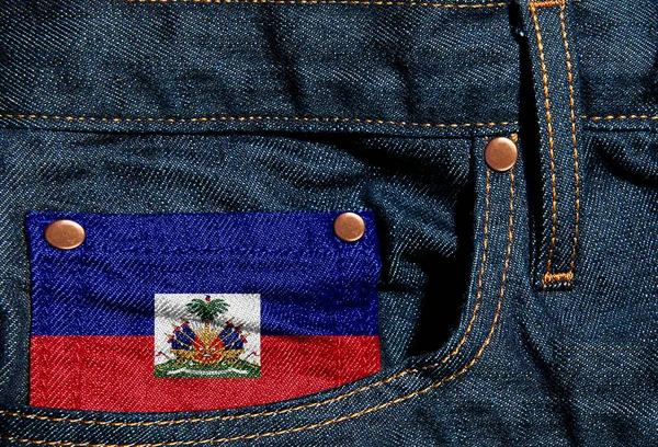Haiti Flagge Der Jeans Illustration — Stockfoto