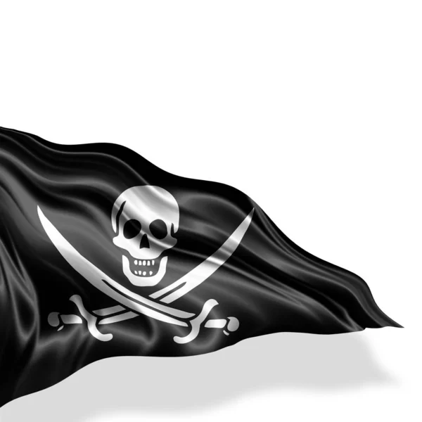 Piraat Vlag Van Weefsel Texture Illustratie — Stockfoto