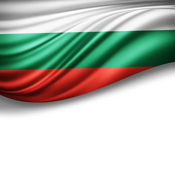 Bulgaristan Bayrağı Kopya Alanı Metni Üzerinde Beyaz Arka Plan Çizim — Stok fotoğraf