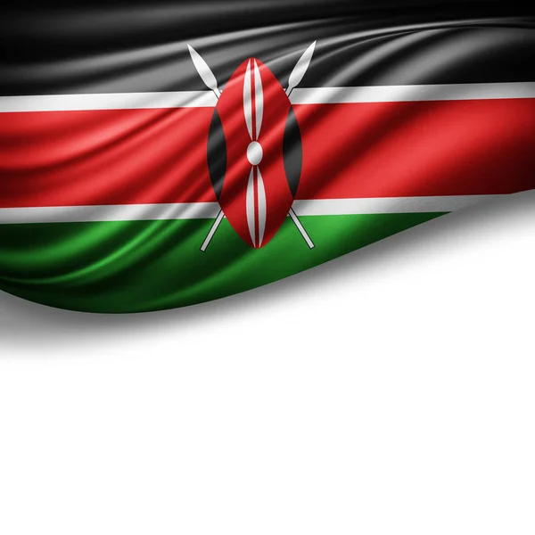 肯尼亚国旗 白色背景上文本的复制空间 — 图库照片