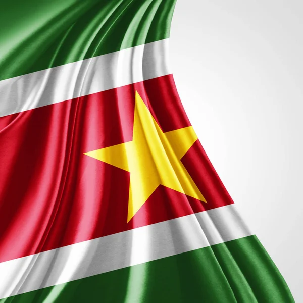 Flagge Von Surinam Mit Kopierplatz Für Ihren Text Auf Weißem — Stockfoto