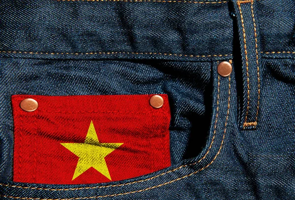 Флаг Вьетнама Фоне Джинсов Иллюстрация — стоковое фото