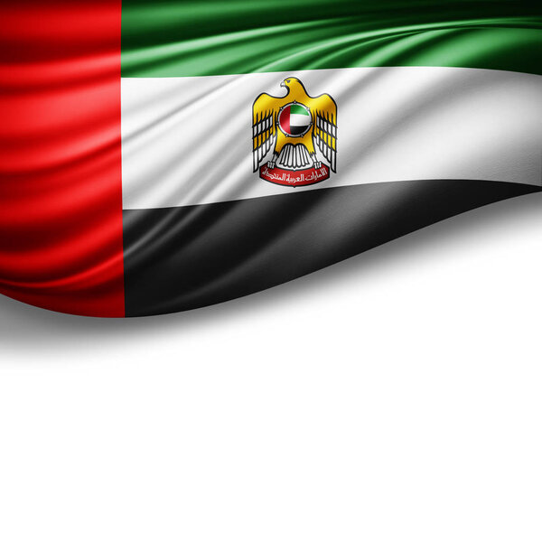 Flag of united arab emirates  with copy space for your text on  white background - 3D illustration   