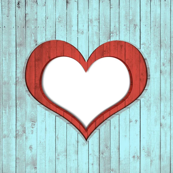 Heart Red Frame Wood Background — Stock Photo, Image