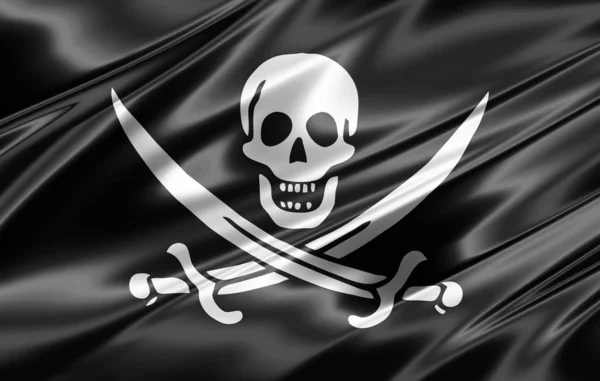 Piratenflagge Aus Stoff Textur Illustration — Stockfoto