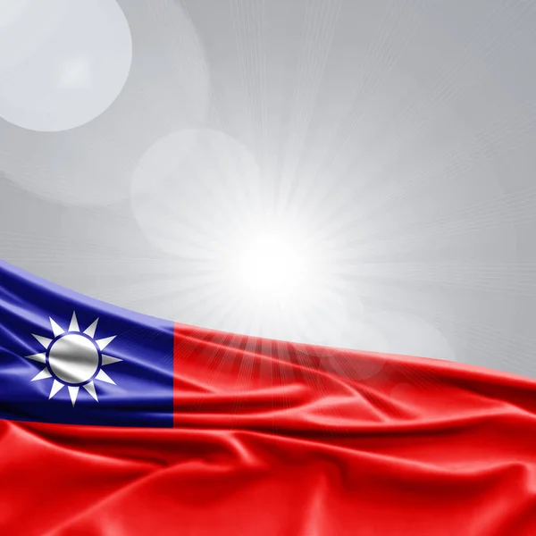 Vlag Van Taiwan Met Kopie Ruimte Voor Tekst Illustratie — Stockfoto