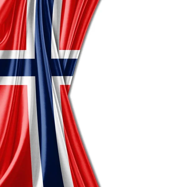 Bandera Noruega Con Espacio Copia Para Texto Sobre Fondo Blanco — Foto de Stock