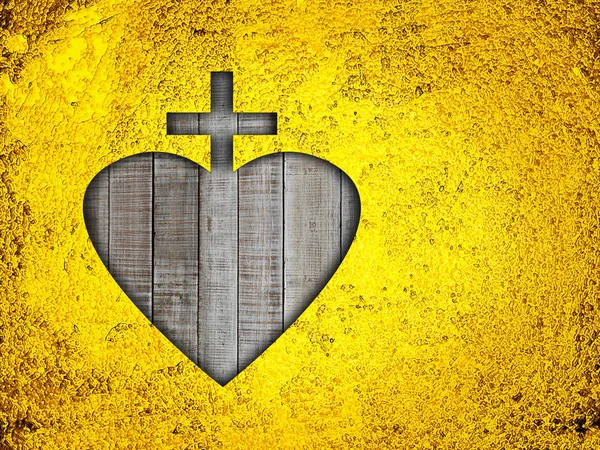 Croce Con Segno Del Cuore Religioso — Foto Stock