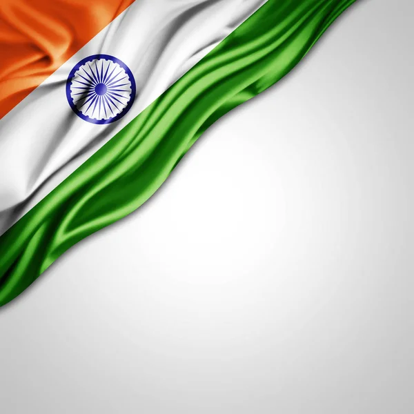 Σημαία Της Ινδίας Αντίγραφο Χώρο Για Κείμενο Λευκό Φόντο Απεικόνιση — Φωτογραφία Αρχείου