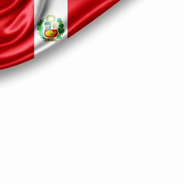 Bandera Perú Con Espacio Copia Para Texto Sobre Fondo Blanco — Foto de Stock