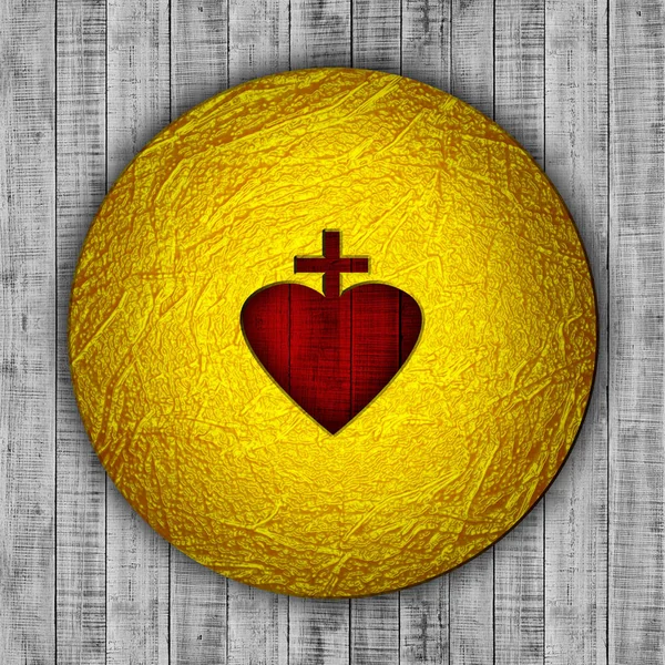 Cross Med Hjärtat Tecken Religiösa — Stockfoto