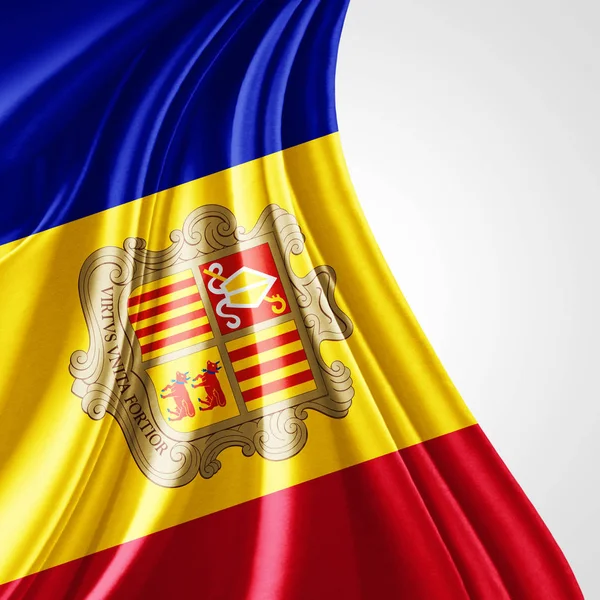 Flaggan Andorra Med Kopia Utrymme För Din Text Vit Bakgrund — Stockfoto