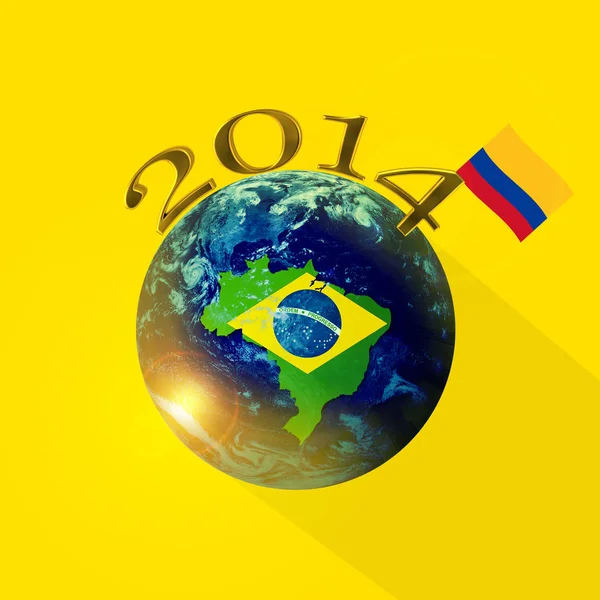 Mapa Brazylii Flaga Kolumbii Mapa Miejscem Kopiowania Tekstu Lub Obrazów — Zdjęcie stockowe
