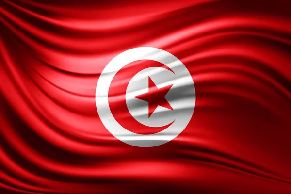 Vlag Van Tunesië Met Kopie Ruimte Voor Tekst Illustratie — Stockfoto