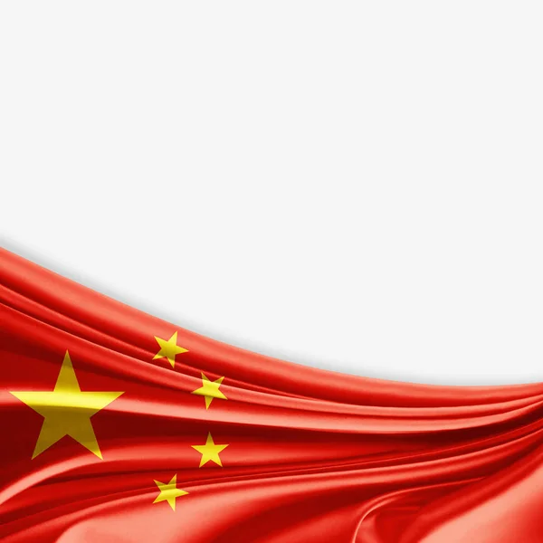 白背景 イラストにテキストのコピー スペースと中国の旗 — ストック写真