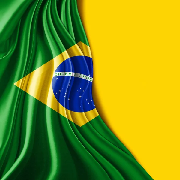 Brasilianische Flagge Aus Seide Mit Copyspace Für Ihre Texte Oder — Stockfoto