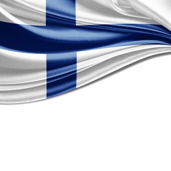 Finlandiya Bayrağı Ile Kopya Alanı Metin Çizim Için — Stok fotoğraf