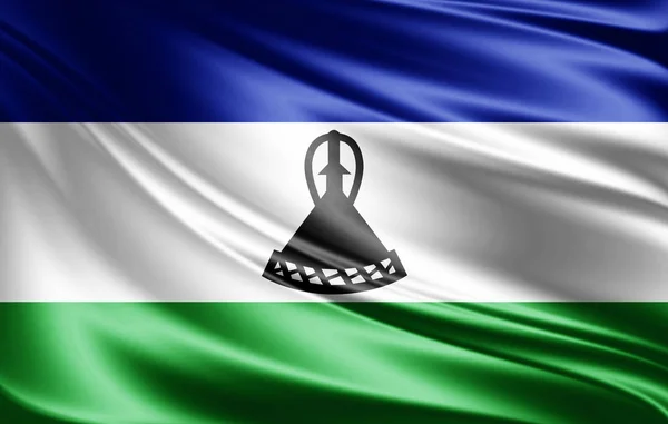 Vlag Van Lesotho Met Kopie Ruimte Voor Tekst Illustratie — Stockfoto