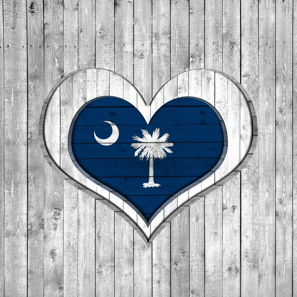 South Carolina Flag Heart Shape Wooden Background Copy Space Your — Stock Photo, Image