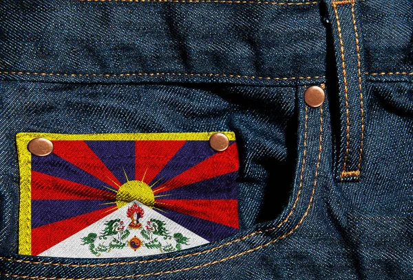 Флаг Тибета Фоне Джинсов Иллюстрация — стоковое фото