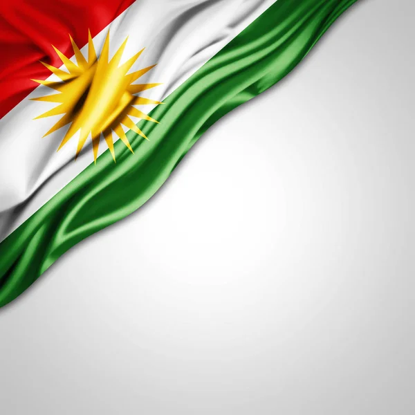 Bandiera Del Kurdistan Con Spazio Copia Testo Sfondo Bianco Illustrazione — Foto Stock