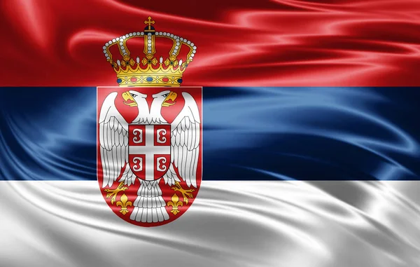 Vlag Van Servië Met Kopie Ruimte Voor Tekst Illustratie — Stockfoto