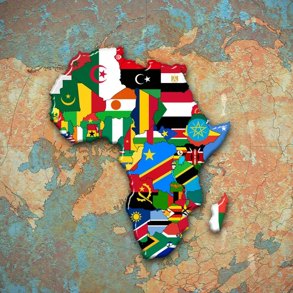 Africa Continente Fatto Bandiere Illustrazione — Foto Stock