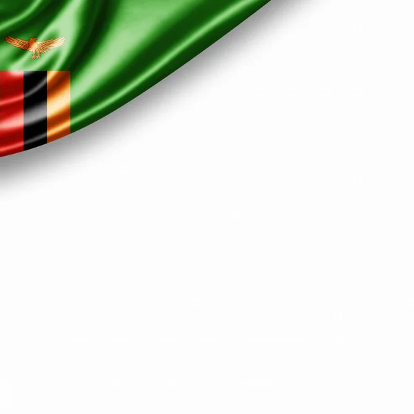 Bandera Zambia Con Espacio Copia Para Texto Sobre Fondo Blanco —  Fotos de Stock