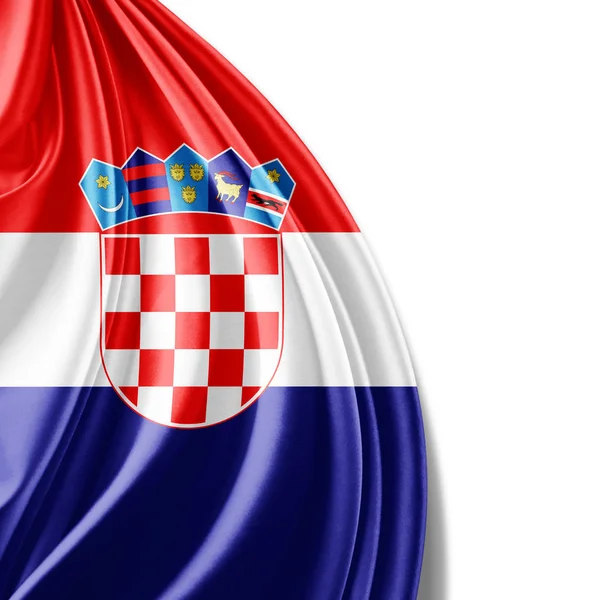 Bandera Croacia Con Espacio Copia Para Texto Sobre Fondo Blanco — Foto de Stock