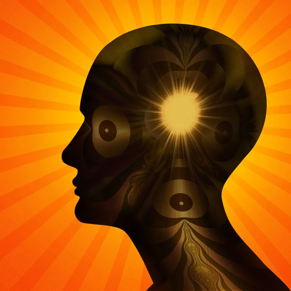 宗教的な概念 太陽と人間の頭 — ストック写真
