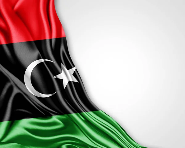 Flaga Libii Kopia Miejsce Tekst Białym Tle Ilustracja — Zdjęcie stockowe