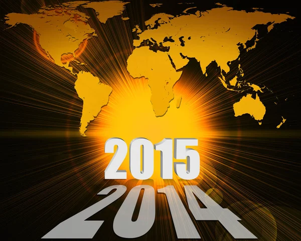 Feliz Año Nuevo 2015 Mapa Del Mundo — Foto de Stock