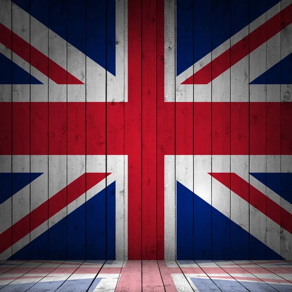 Bandera Del Reino Unido Sobre Fondo Madera Ilustración —  Fotos de Stock