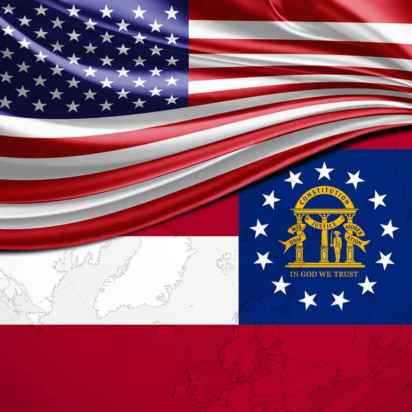 Usa 标志和佐治亚州国旗背景 — 图库照片