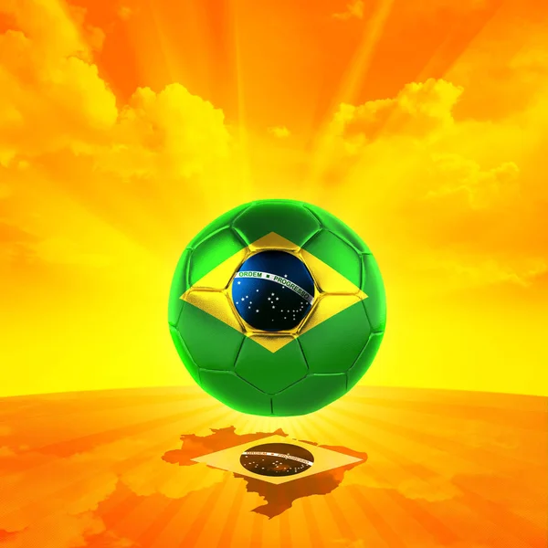 Βραζιλία Σημαία Την Μπάλα Ποδοσφαίρου Αντίγραφο Χώρο Για Κείμενο Τις — Φωτογραφία Αρχείου