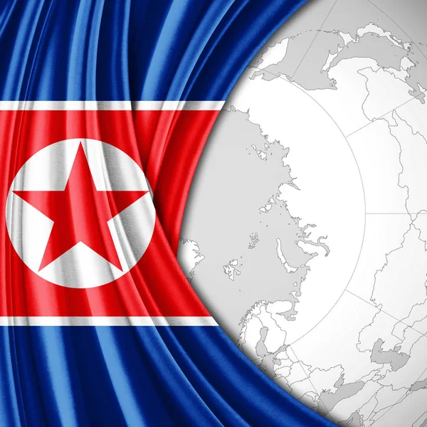 Vlag Van Noord Korea Met Kopie Ruimte Voor Tekst Illustratie — Stockfoto