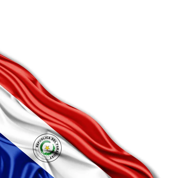 Bandera Paraguay Con Espacio Copia Para Texto Sobre Fondo Blanco — Foto de Stock