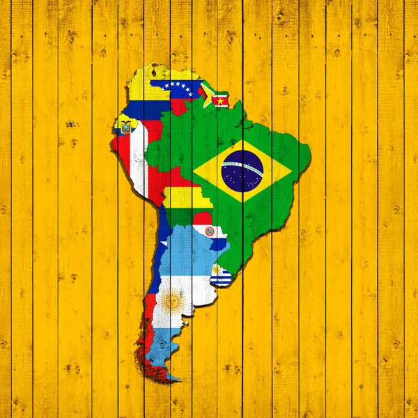 Güney Amerika Kıta Bayraklar Harita Illüstrasyon — Stok fotoğraf