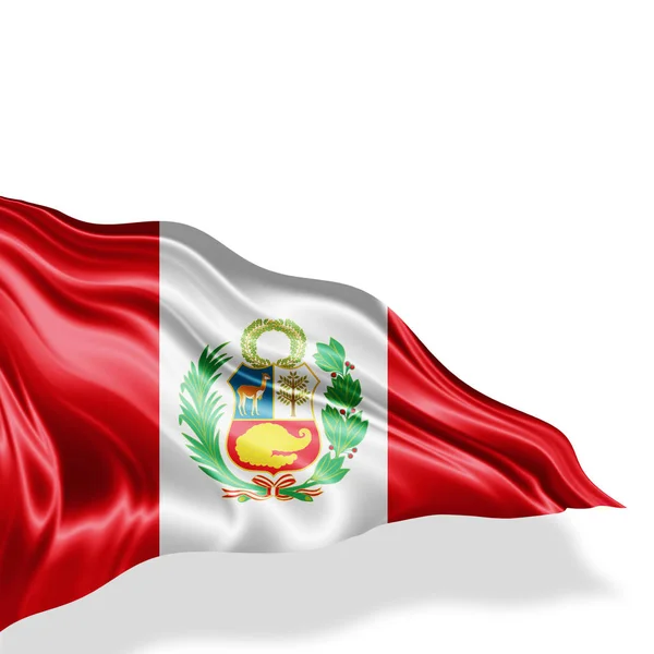 Σημαία Του Περού Αντίγραφο Χώρο Για Κείμενο Λευκό Φόντο Απεικόνιση — Φωτογραφία Αρχείου