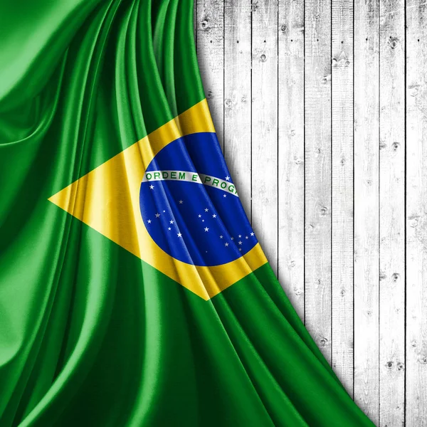 Прапор Бразилії Шовку Copyspace Тексту Або Зображення — стокове фото
