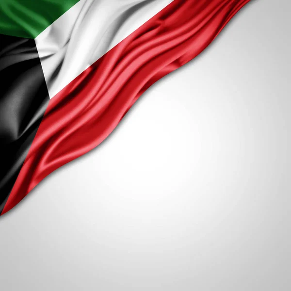 Flagge Von Kuwait Mit Kopierplatz Für Ihren Text Auf Weißem — Stockfoto