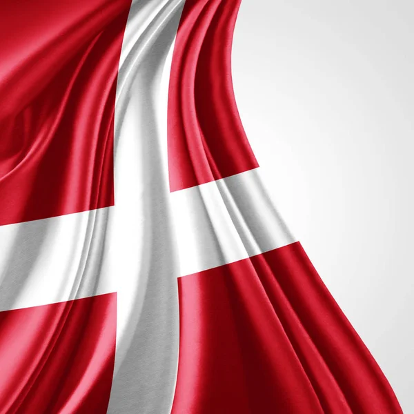 Danmarks Flag Med Kopiplads Til Din Tekst Hvid Baggrund Illustration - Stock-foto