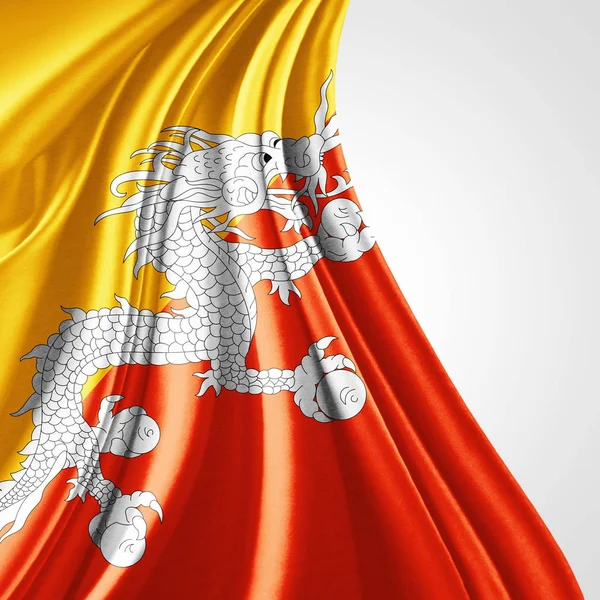 Флаг Бутана Местом Копирования Текста Белом Фоне Иллюстрация — стоковое фото