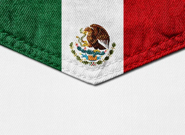 Mexico Flag Fabric Copy Space Your Text Images White Background — Stock Photo, Image