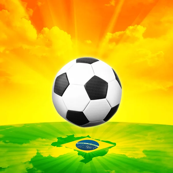 Bendera Dan Bola Sepak Bola Brazil Dengan Salinan Teks Atau — Stok Foto