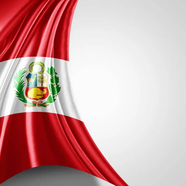 Vlag Van Peru Met Kopie Ruimte Voor Tekst Witte Achtergrond — Stockfoto
